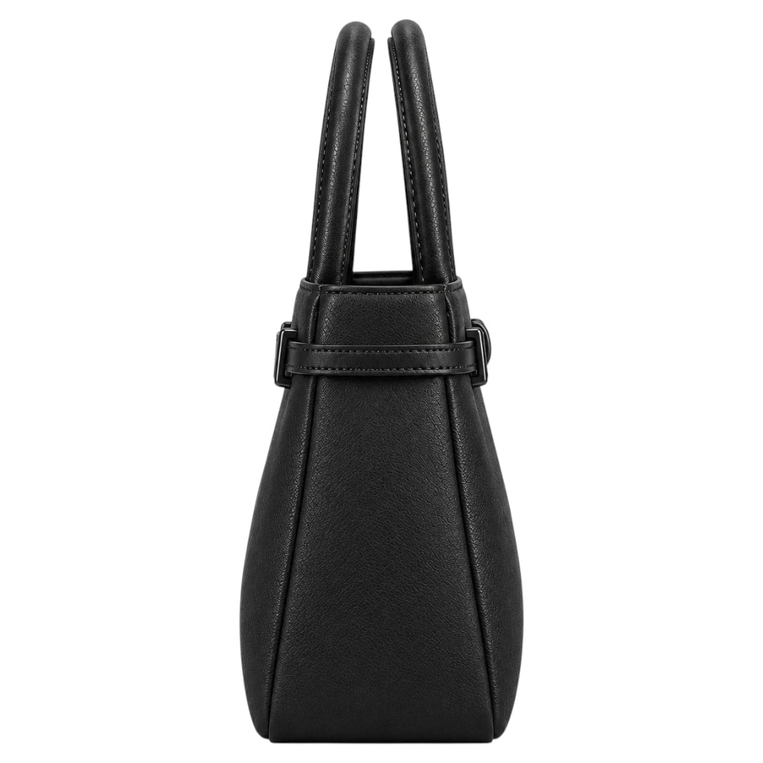 Eleganzio Women’s Black Structured Handbag with Buckle Detail