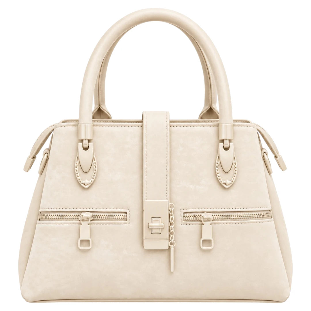 Eleganzio Cream Top Handle Handbag