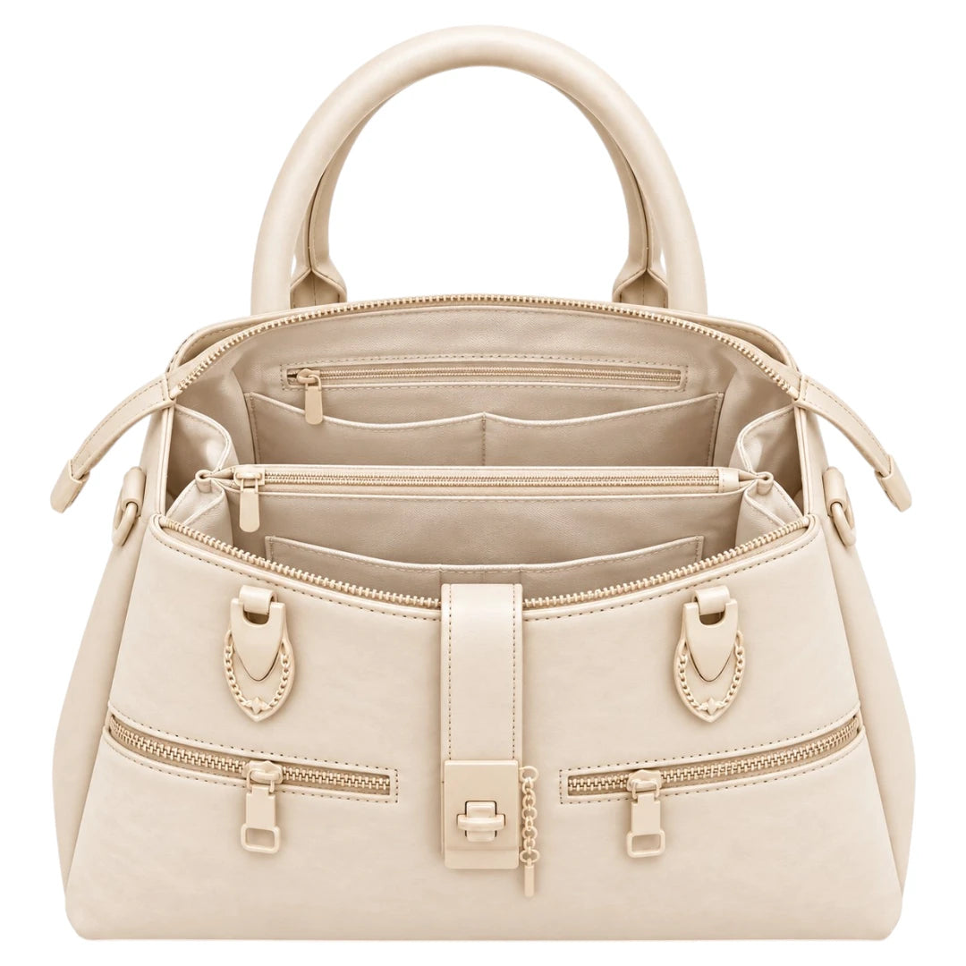 Eleganzio Cream Top Handle Handbag