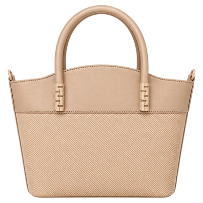 Eleganzio Women’s Beige Textured Handbag with Rounded Handles