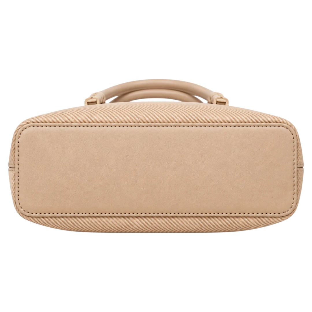 Eleganzio Women’s Beige Textured Handbag with Rounded Handles