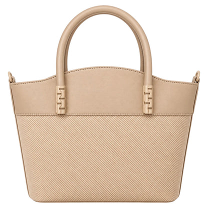 Eleganzio Women’s Beige Textured Handbag with Rounded Handles
