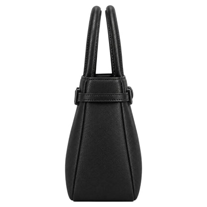 Eleganzio Women’s Black Structured Handbag with Buckle Detail