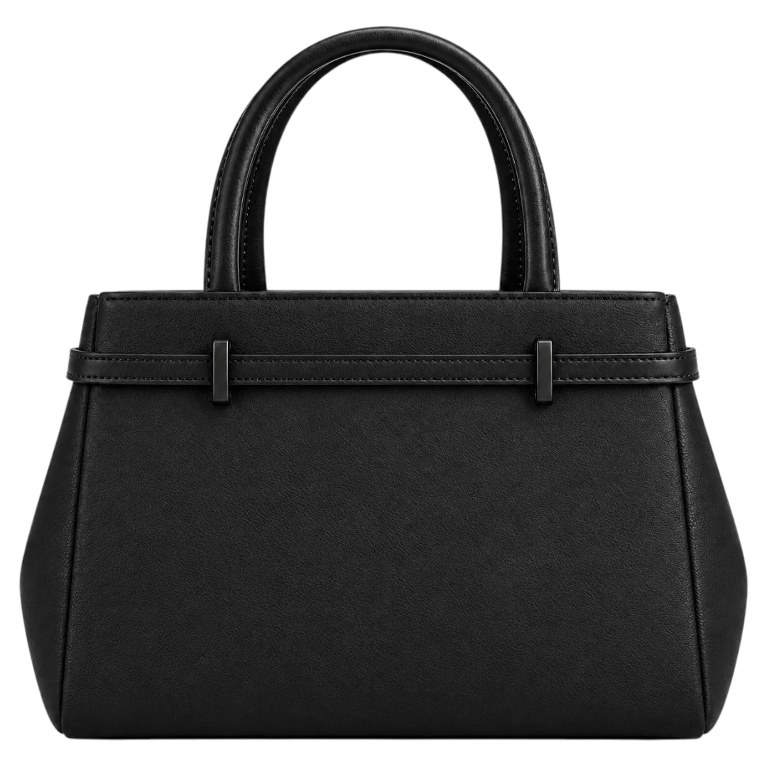 Eleganzio Women’s Black Structured Handbag with Buckle Detail