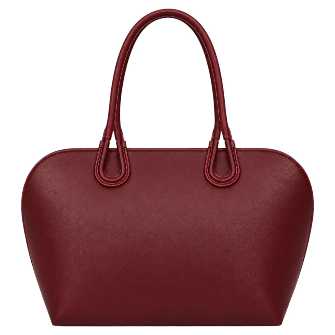 Eleganzio Women’s Burgundy Curved Handbag with Twin Handles