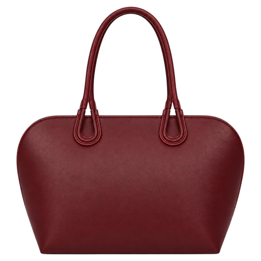 Eleganzio Women’s Burgundy Curved Handbag with Twin Handles